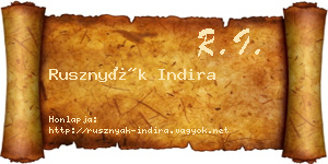 Rusznyák Indira névjegykártya